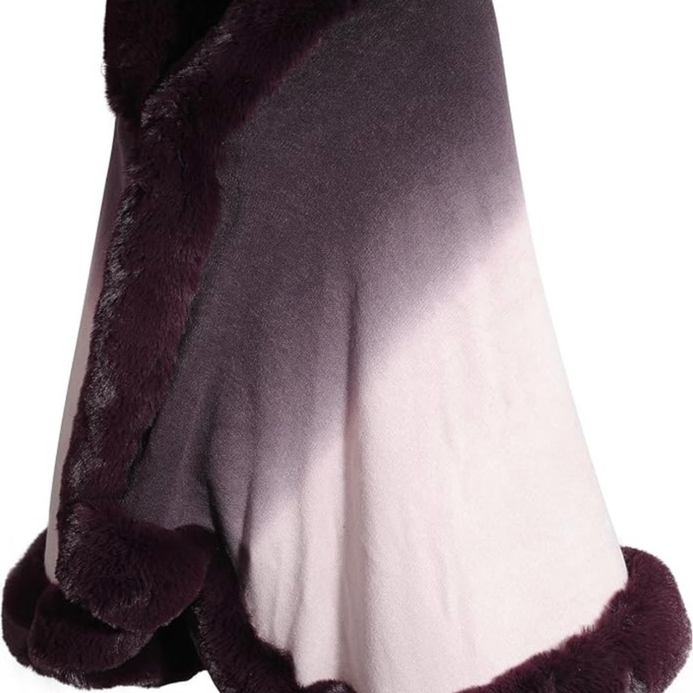 ZLYC Women Winter Faux Fur Shawl Stole Warm Wrap Cape - Picture 3 of 6